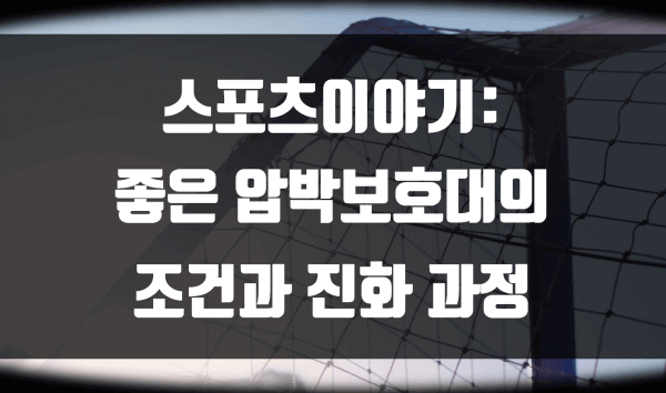 좋은 압박보호대의 조건과 진화 과정