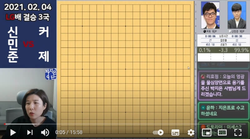 신민준 커제 꺾고 LG배 세계기왕전 우승_박지은 9단 해설